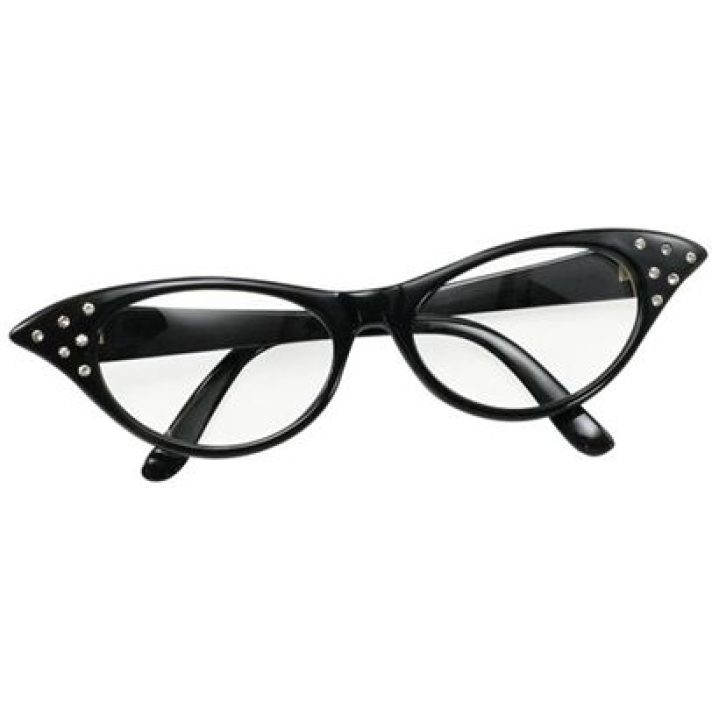 Glasses 1950s Diamante Black Bristol Novelty BA142B