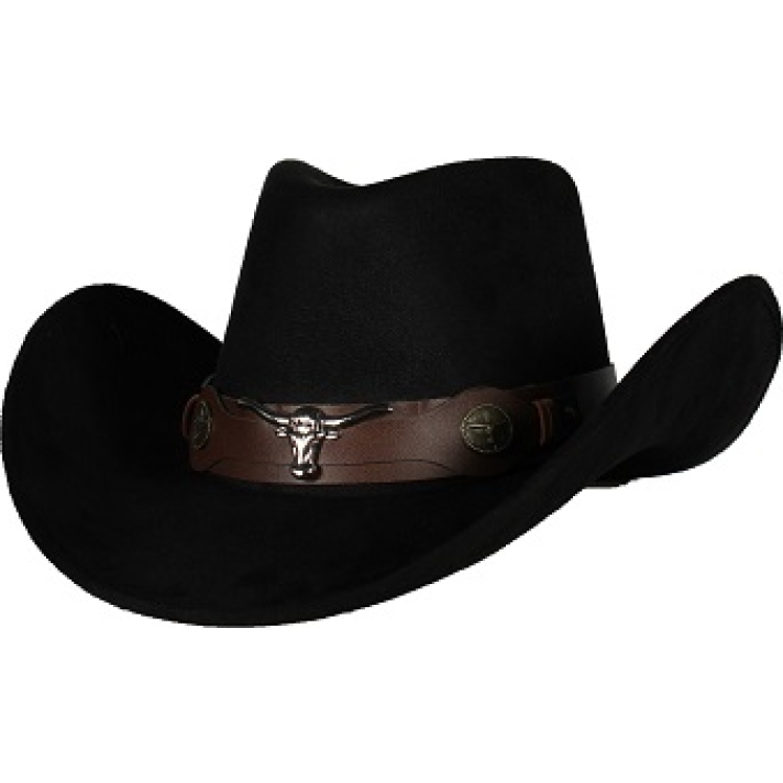 Black Cowboy Hat Bull Motif