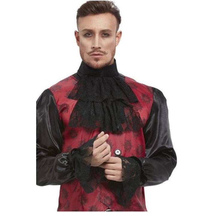 Black Lace Cravat And Cuffs Set