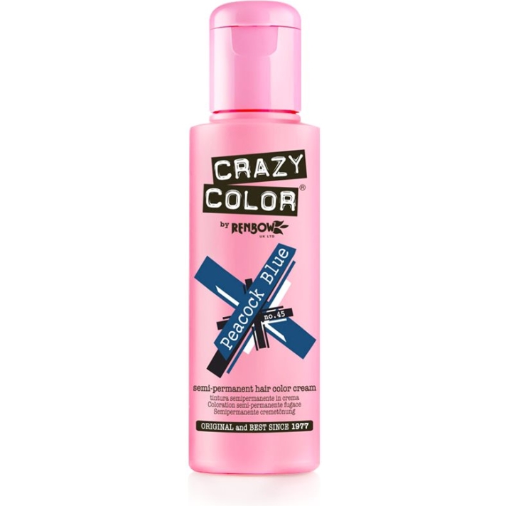 Crazy Color Semi-Permanent Hair Dye 100 ml Peacock Blue