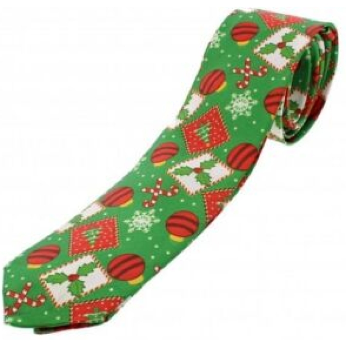 Christmas Tie Baubles Holly Candy Canes