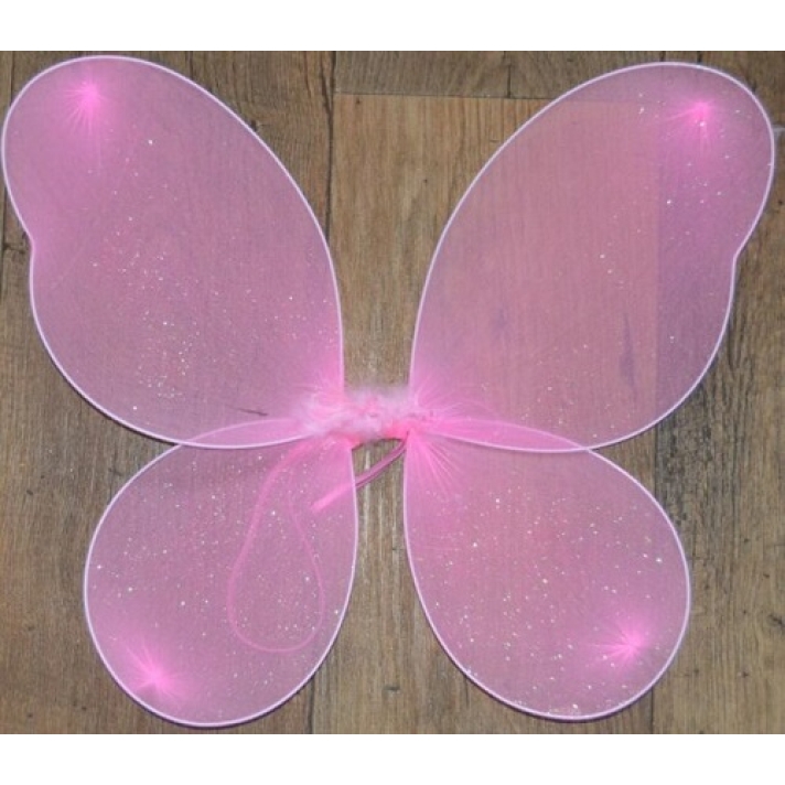 Pink Silver Glitter Fairy Wings