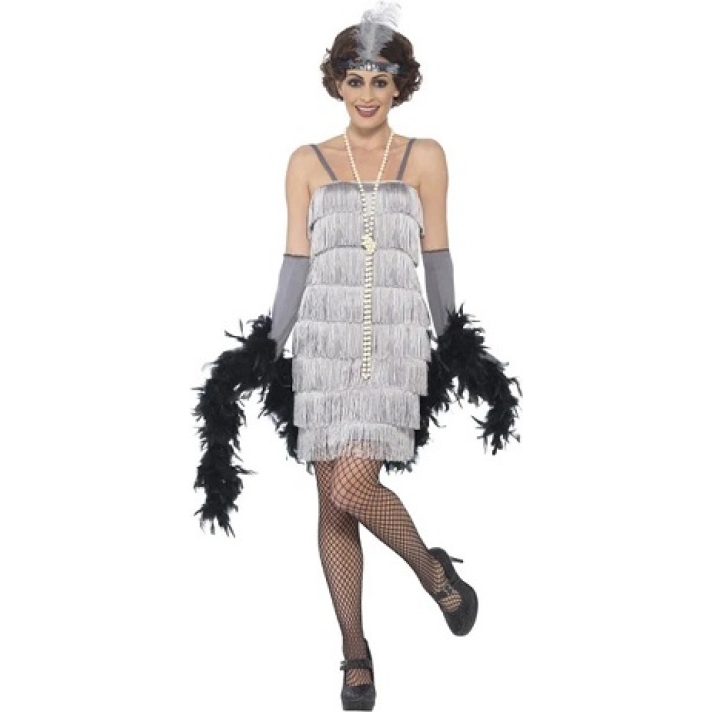 20s Flapper Costume Silver Grey