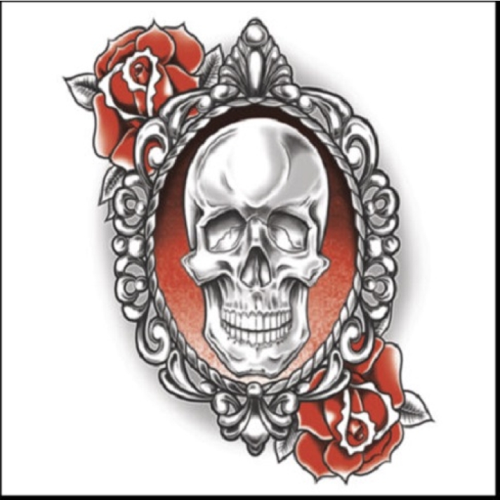 Gothic Skull & Roses Temporary Tattoo