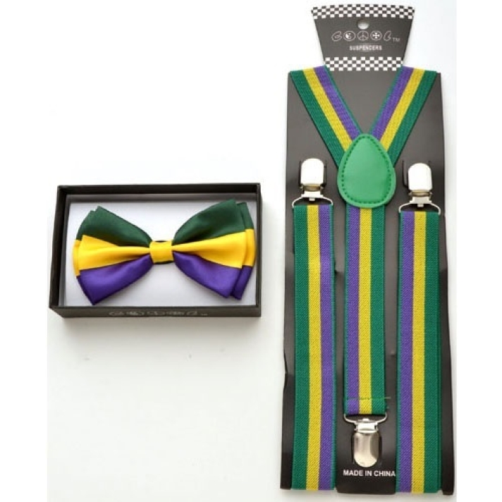 Mardi Gras Braces And Bow Tie Set