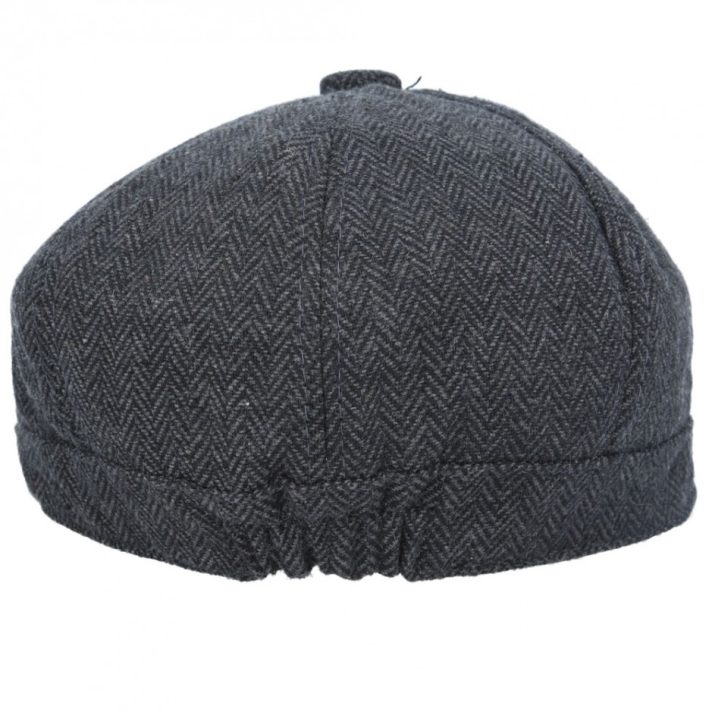 Newsboy 8 Panel Herringbone Cap Charcoal Grey