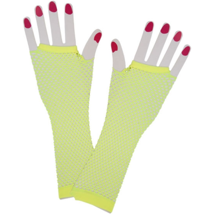 Neon Yellow Fishnet Gloves