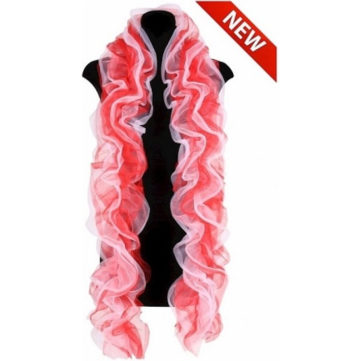 Red And White Organza Boa