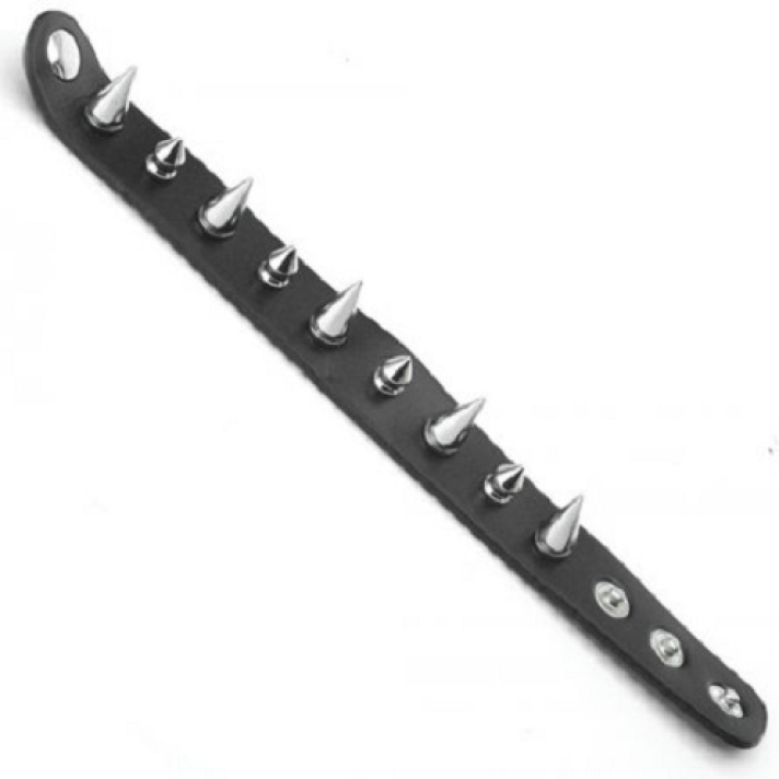 Punk Spiked Leather Wrisband Black