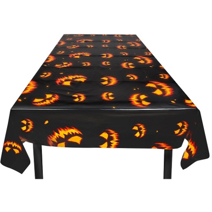 Creepy Pumpkin Plastic Tablecloth