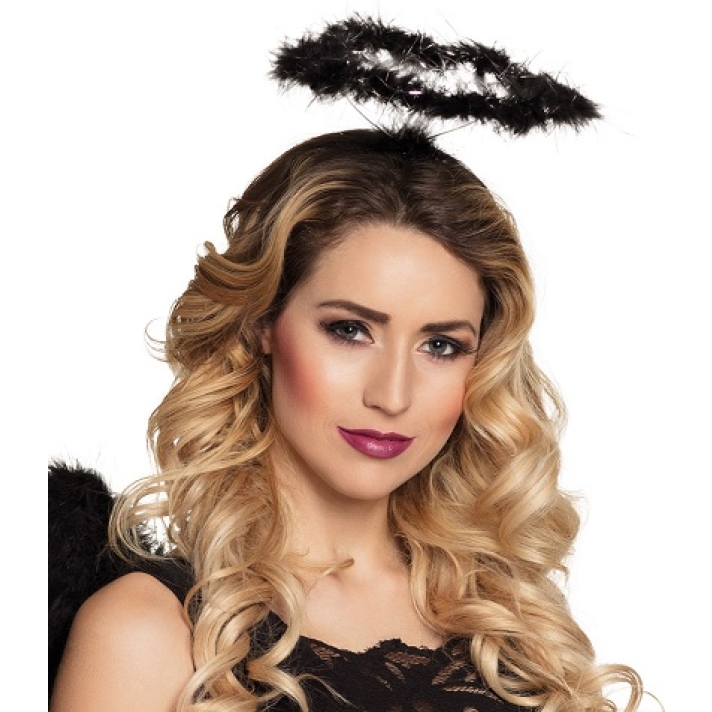 Angel Halo Marabou Fur Black And Silver