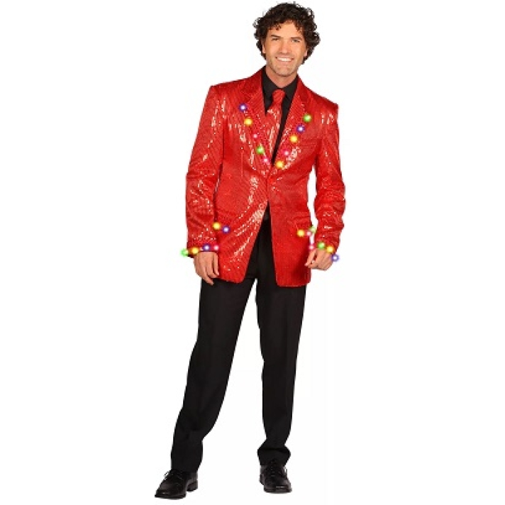 Red Sequin LED Jacket And Tie