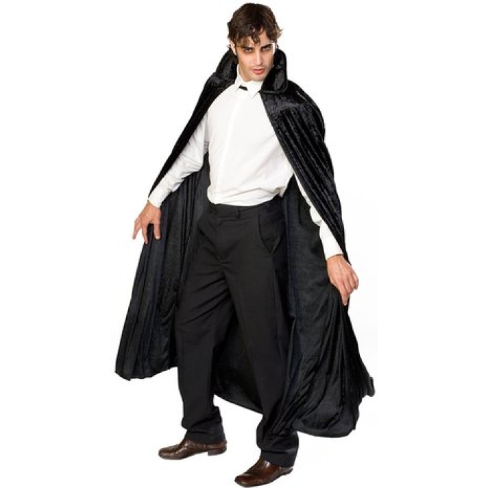Long Crushed Velvet Cape Black
