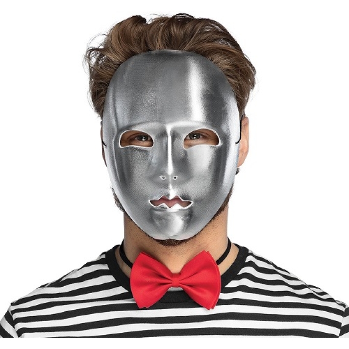 Silver Metallic Mime Mask