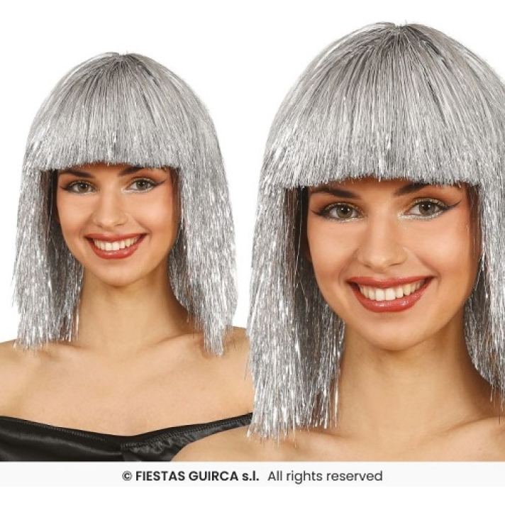 Silver Tinsel Wig