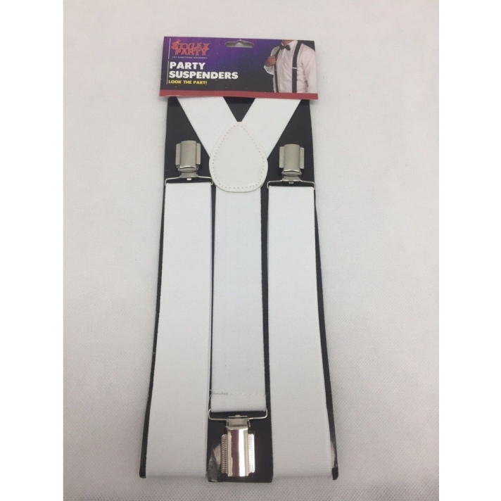 Braces White Clip On Suspenders