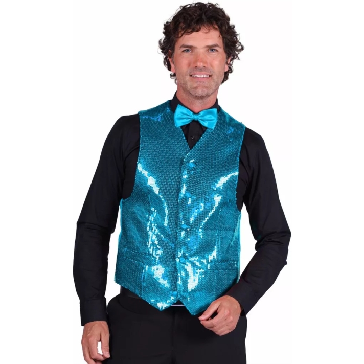Turquoise Blue Sequin Waistcoat