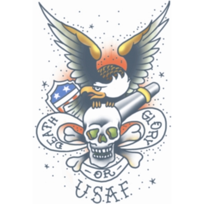 Military U.S.A.F Death Or Glory Temporary Tattoo