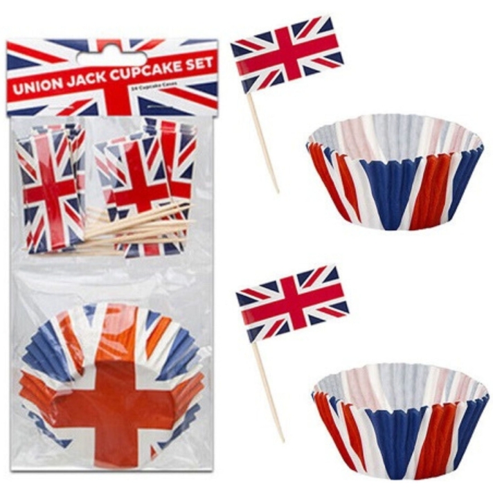 Union Jack Cupcake Cases And Toppers Set