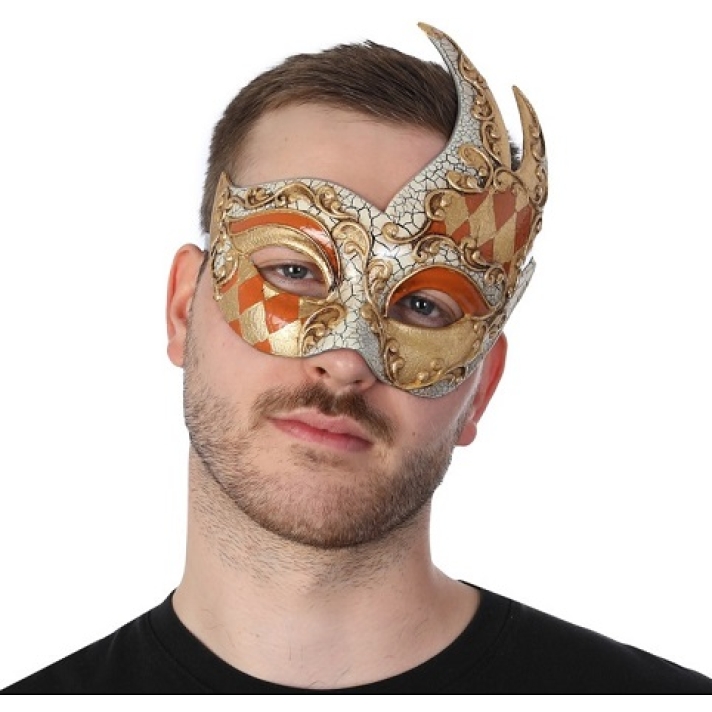 Orange And Gold Venetian Eye Mask