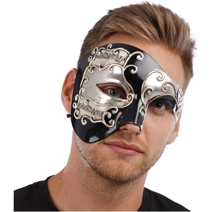 Black Half Face Venetian Mask