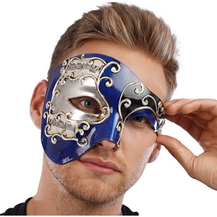 Blue Half Face Venetian Mask