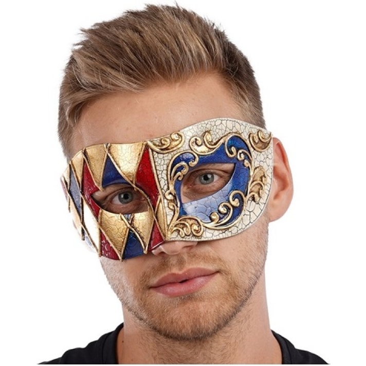 Blue And Red Venetian Eye Mask