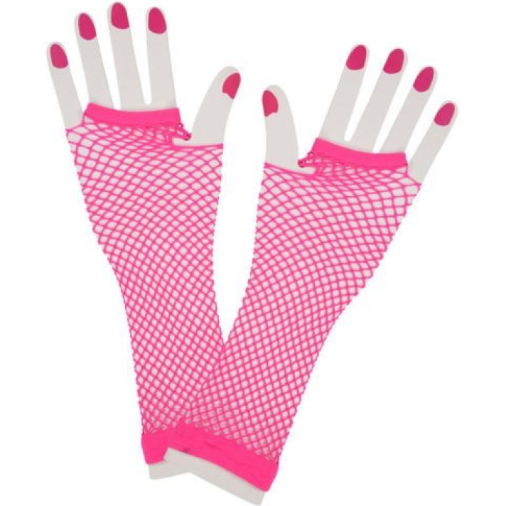 Neon Pink Fishnet Gloves