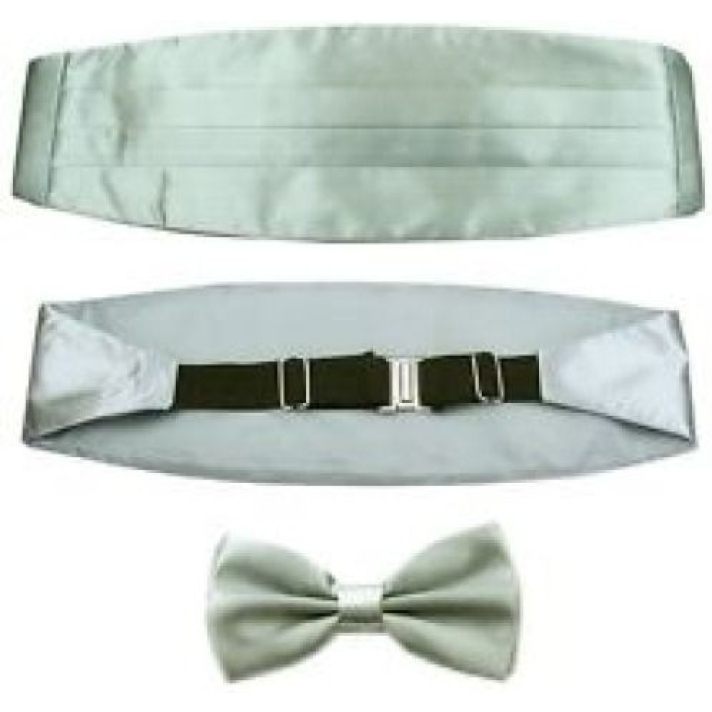 Bow Tie And Cummerbund Set Silver Grey DQT