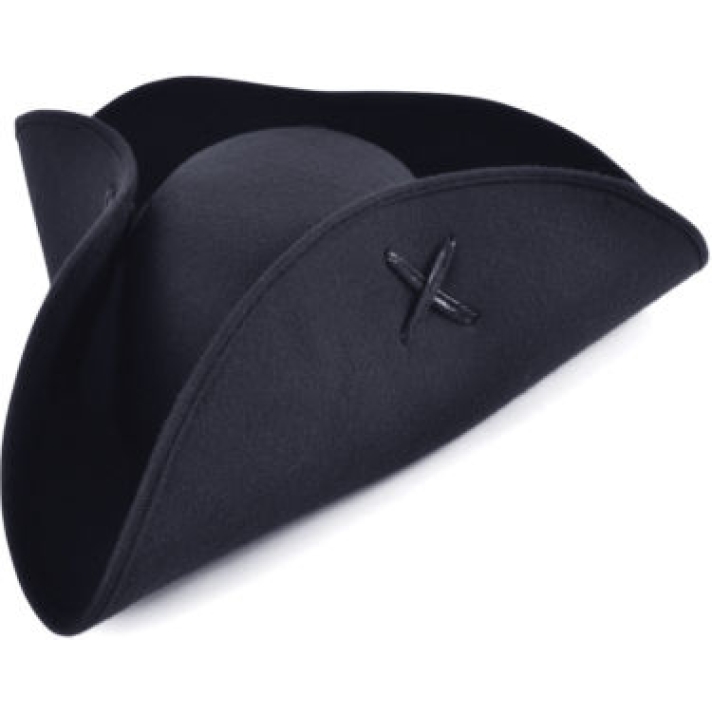 Pirate Tricorn Black Suede Hat