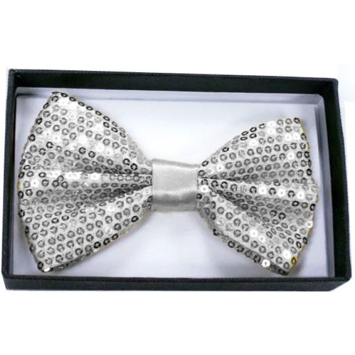 Sequin Silver Bow Tie